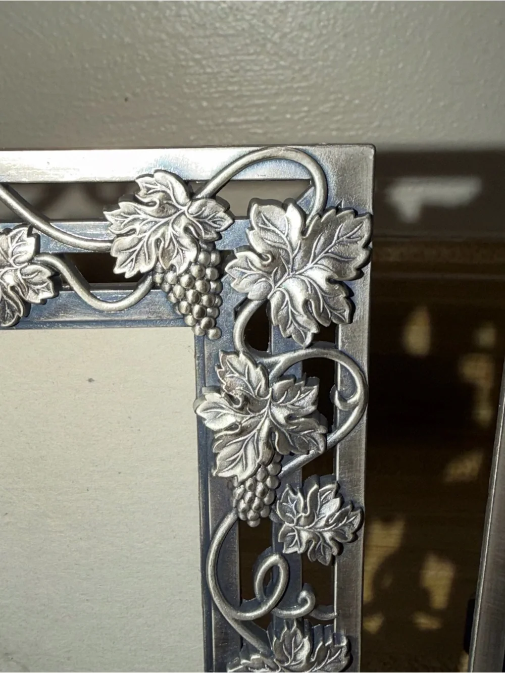 Vintage pewter Ornate Silver Floral Picture Frame Set - Pair 5x7